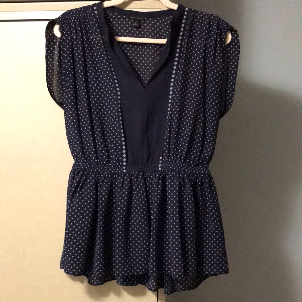 - Ann Taylor, sleeveless, polka dot blouse. Size S